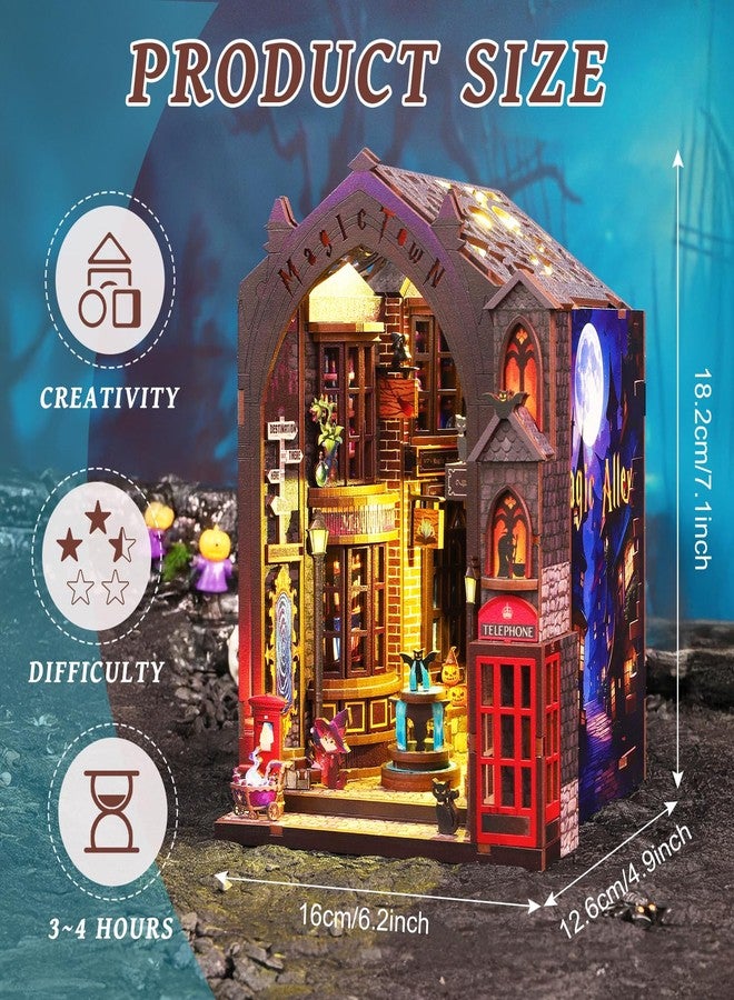 Foyucool Book Nook Kits for Adults, Magic Alley DIY Book Nook Kit, 3D booknook Craft Kits Bookshelf Insert with Sensor LED Light, Creative Craft Gift for Adults & Teens - Image 2